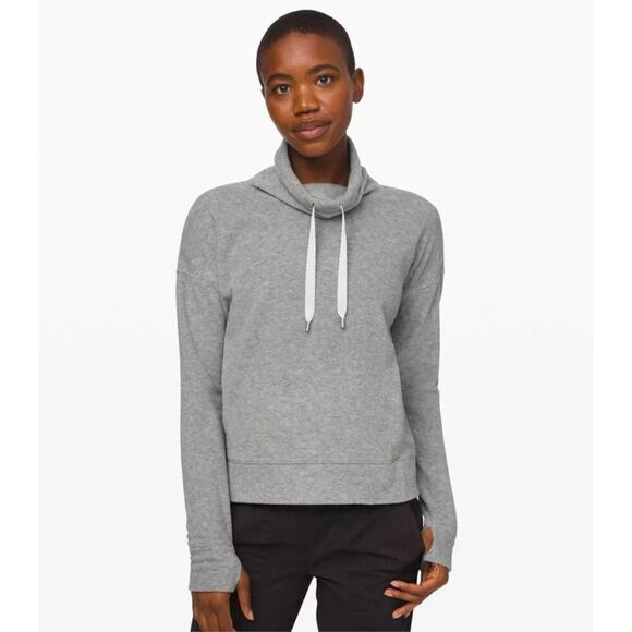 Lululemon Go Forward Pullover Fleece Cowl Neck Gray 4 - Picture 1 of 6